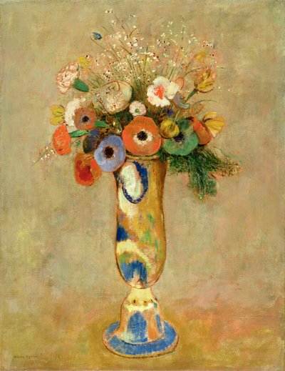 زهور في إناء ملون بواسطة Odilon Redon