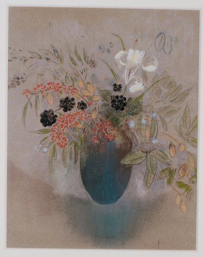 الزهور في إناء بواسطة Odilon Redon