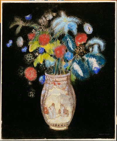 باقة كبيرة على خلفية سوداء ، ج .1910 بواسطة Odilon Redon