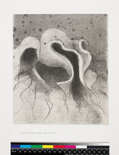 وحوش البحر مستديرة مثل جلود 1896 بواسطة Odilon Redon