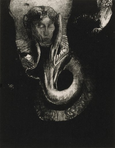 Oannes: "أنا ، الوعي الأول في الفوضى ، نهض من الهاوية لتصلب المادة ، لتحديد الأشكال" ، اللوحة 14 من إغراء القديس أنتوني (السلسلة الثالثة) بواسطة Odilon Redon