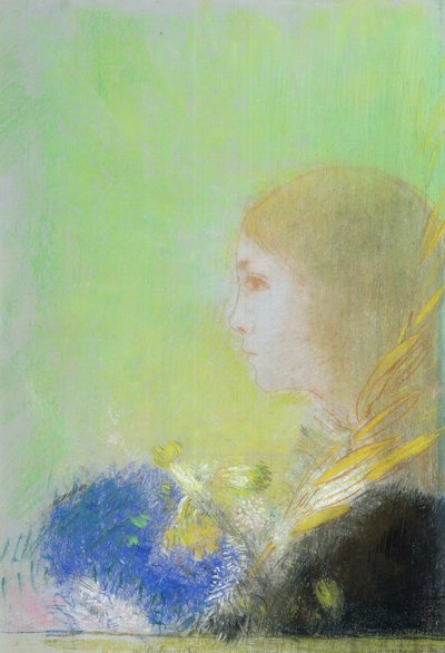 فتاة صغيرة الملف الشخصي (الباستيل) بواسطة Odilon Redon