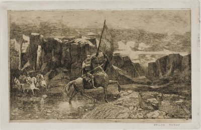 حامل الراية يعبر مجرى مائي بواسطة Odilon Redon