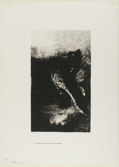The Chimera with Green Eyes Turns، Bays، Plate 7 من The Temptation of Saint Anthony (السلسلة الأولى) بواسطة Odilon Redon