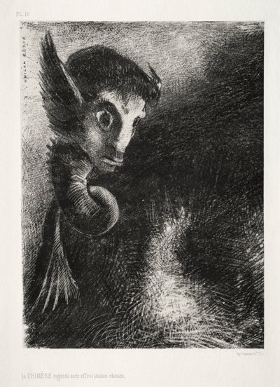 الليل: الوهم الغامض في كل شيء مع الخوف ، 1886. بواسطة Odilon Redon