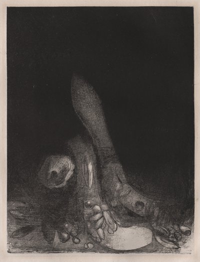 إغراء القديس أنتوني: سقوط الزهور ورأس بايثون يظهر ، 1896. بواسطة Odilon Redon