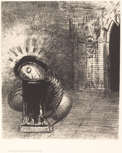 شرنقة طويلة ، لون الدم بواسطة Odilon Redon