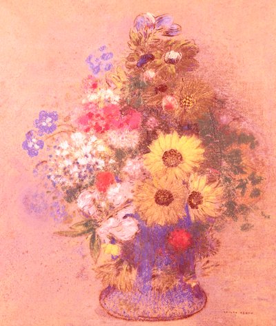 مزهرية من الزهور (باستيل على اللوح) بواسطة Odilon Redon
