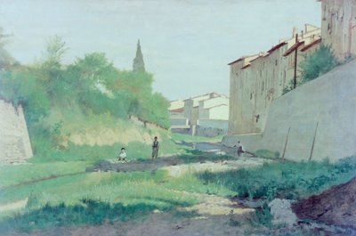 At the Mugnone River بواسطة Odoardo Borrani