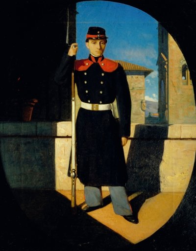 جنود الحرس الوطني التوسكاني، حوالي 1860-1861 (لوحة زيتية على قماش) بواسطة Odoardo Borrani