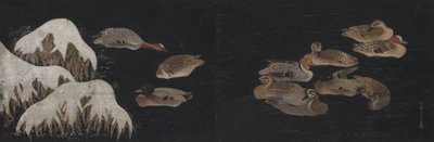 البط على بركة شتوية بواسطة Ogawa Haritsu