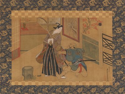 الكابوكي مسرحية كوسازوريبيكي من حكايات سوغا سوغا مونوجاتاري ، القرن الثامن عشر. بواسطة أوكومورا ماسانوبو
