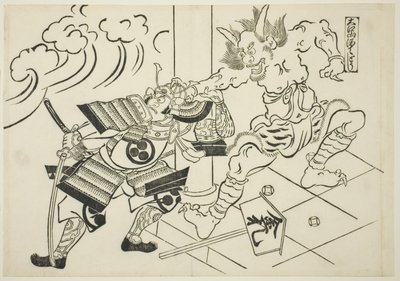 The Demon Shutendoji of Mount Oe (Oeyama Shutendoji) ، من سلسلة "مشاهد مشهورة من مسرحيات الدمى اليابانية (Yamato irotake)" بواسطة أوكومورا ماسانوبو