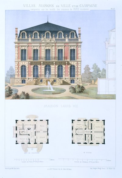 Louis XIII House ، من "Town and Country Houses Based on the Modern Houses of Paris" ، c.1864 بواسطة زيتون