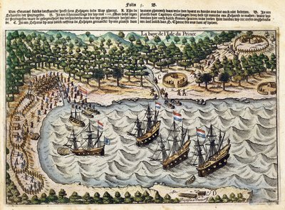 منظر للسفينة الهولندية في الميناء ، c.1598-1602 بواسطة أوليفييه فان نورت