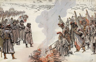 حملة نابليون الروسية ، حرق المعايير ، 23 نوفمبر 1812. بواسطة وظيفة Onfray de Breville