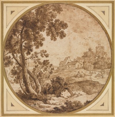 المناظر الطبيعية مع المباني والأرقام ، النصف الثاني 1600s. بواسطة أونوريو ماريناري