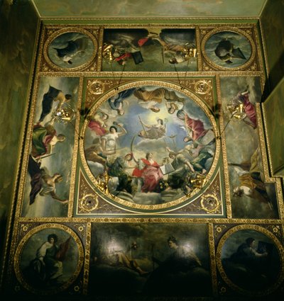 الفنون والعلوم ، 1636 (رسمت في الأصل لبيت الملكة في غرينتش ولكن تم إزالتها من هناك من قبل دوقة مارلبورو بإذن من الملكة آن) بواسطة أورازيو جينتيليشي