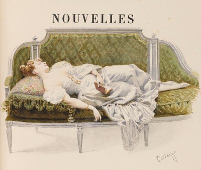 نصف اللقب لـ Nouvelles بواسطة Alfred de Musset ، 1887. بواسطة Oreste Cortazzo