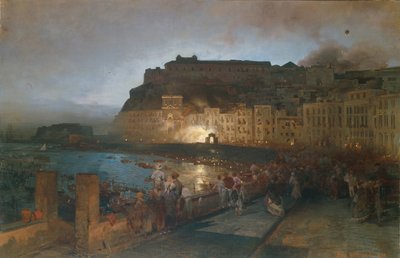 ألعاب نارية في نابولي ، 1875 بواسطة أوزوالد آخنباخ