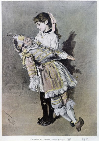 Childborn tenderness: girl and her puppet بواسطة أوزوالدو توفاني