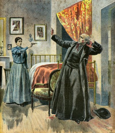 جريمة قتل الأب بول دي برولي، 1895 (رسم توضيحي) بواسطة أوزوالدو توفاني