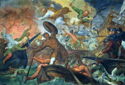 التدخل المعجزة لـ SS Peter and Paul في معركة Lepanto ، 7 أكتوبر 1571 بواسطة أوتافيانو دانديني