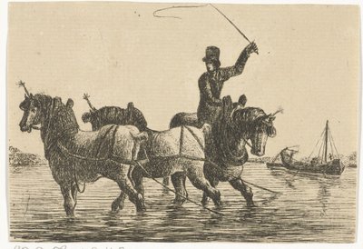 ثلاثة خيول في الماء بواسطة أوتو بارون هوين