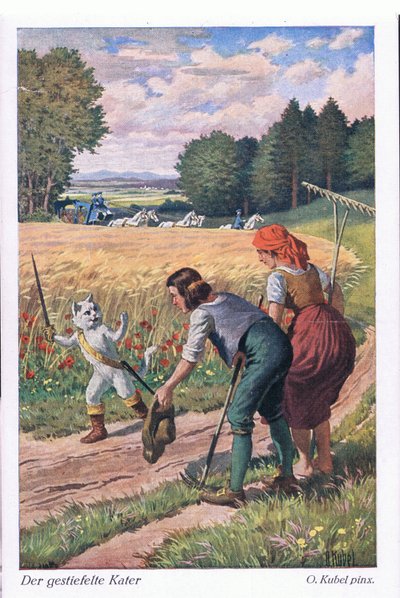 Puss in Boots (European Fairy Tale) ، بطاقة بريدية من ألمانيا بواسطة أوتو كوبيل