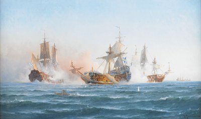 HMS Wachtmeister تقاتل ضد السرب الروسي في 4 Juny ، 1719 ، 1902 بواسطة أوتو لودفيج ريتشاردي