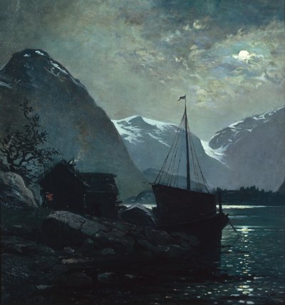 المساء في Vestlandsfjord (زيت على قماش) بواسطة أوتو لودفيج سيندينج