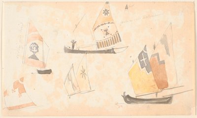 صفحات كراسة الرسم مع دراسات المراكب الشراعية الفينيسية. بواسطة PC Skovgaard