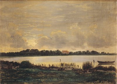 عرض عبر Præstø Fiord باتجاه قصر Nysø بواسطة PC Skovgaard