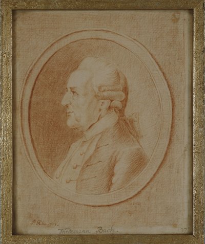 فيلهلم فريدريش باخ ، 1782 (طباشير أحمر على ورق) بواسطة P. Guelle أو Gulle