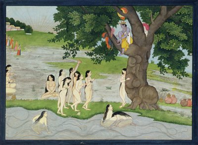 كريشنا يسرق ملابس الغوبيين ، من Bhagavata purana ، Kangra ، هيماشال براديش ، 1780 بواسطة مدرسة باهاري