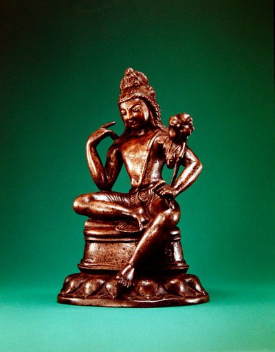 Padmapani Lokeshvara جالسًا في التأمل ، النصف الأول من القرن السابع (برونزي مطعمة بالفضة والنحاس) (انظر أيضًا 394854) بواسطة المدرسة الباكستانية