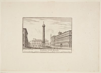 عمود م.أوريليو. 1. قصر نيكوليني. 2. قصر Vicegerent. 3. مونتي سيتوريو. 4. Palazzo Chigi بواسطة جيوفاني بوشار