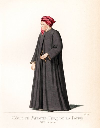 Cosimo (Come) of Medicis (1389-1464) ، المعروف أيضًا باسم Cosimo the Elder (Cosimo il Vecchio) أو Come Pere of the Motherland (Cosimo Pater Patriae) ، مصرفي ورجل دولة إيطالي ، مؤسس السلالة السياسية لميديشي - كوزيمو دي ميديشي (1389-1464) ، سمين بواسطة باولو ميركوري