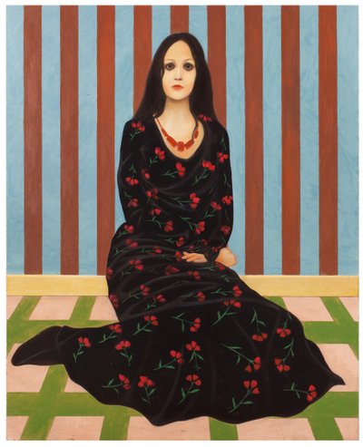 السيدة مع الزهور، 2016 (لوحة زيتية على لوح خشبي) بواسطة 