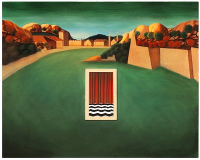 غرفة انتظار الشهادة، 2017 (زيت على لوح خشبي) بواسطة 