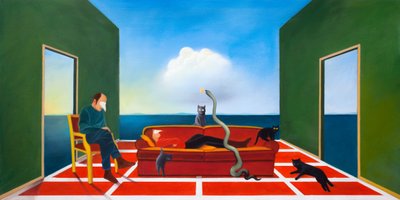 العلاج، 2021 (زيت على لوح خشبي) بواسطة 