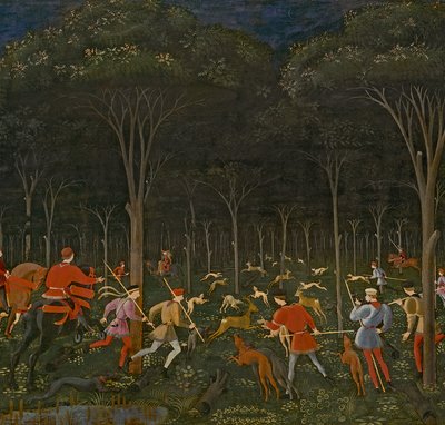 الصيد في الغابة ، c.1465-70 زيت على تفاصيل لوحة 100861 بواسطة باولو أوشيلو