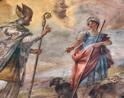 لوحات جدارية لباولو دي ماتيس مؤرخة في عام 1714 على القبو وعلى الأسطوانة تصور حياة القديس، كنيسة سان كاتالدو في الكاتدرائية، تارانتو، إيطاليا (الصورة) بواسطة باولو دي ماتيس