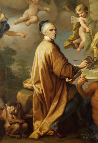 بورتريه ذاتي ، أثناء رسم سلام راستات ، بقلم باولو دي ماتيس (1662-1728) ، زيت على قماش بواسطة باولو دي ماتيس