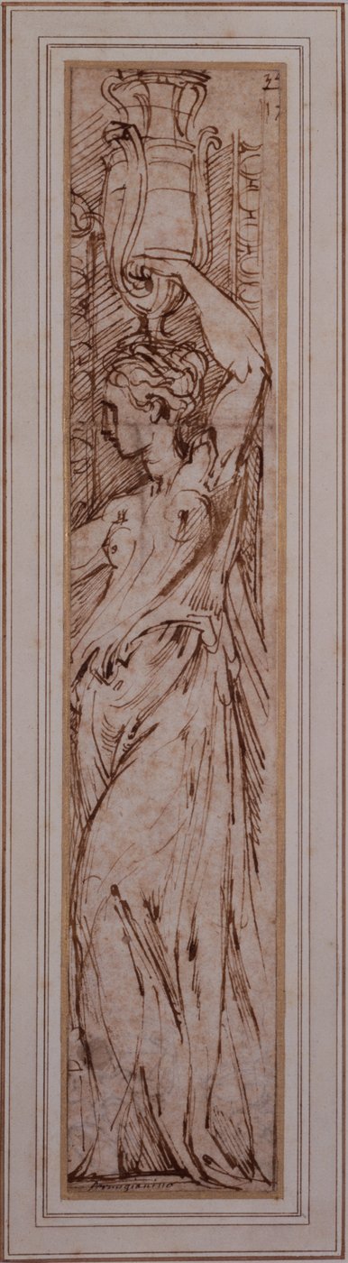 A Canephoros في الملف الشخصي إلى اليسار (قلم وحبر وغسل على ورق) بواسطة بارميجيانينو