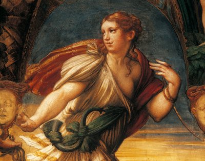 أسطورة ديانا وأكتايون بقلم فرانشيسكو مازولا ، المعروف باسم بارميجيانينو (1503-1540) ، لوحة جدارية ، تفاصيل ، روكا سانفيتالي ، فونتانيلاتو ، إميليا رومانيا بواسطة بارميجيانينو