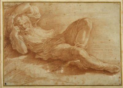 Bearded figure, sleeping (red chalk on white paper) بواسطة بارميجيانينو