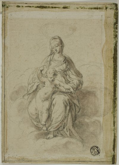 العذراء والطفل جالسين على السحاب بواسطة Parmigianino