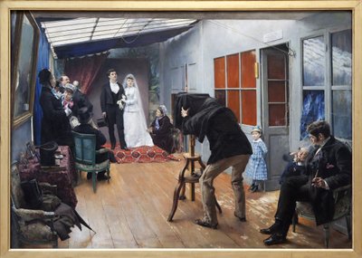 حفل زفاف مع المصور ، لوحة رسمها باسكال أدولف جان داجنان بوفيريه (1852-1929) عام 1879. تصوير ، كيم يونغتاي ، ليون ، متحف الفنون الجميلة في ليون. بواسطة باسكال أدولف جان داجنان بوفيريه