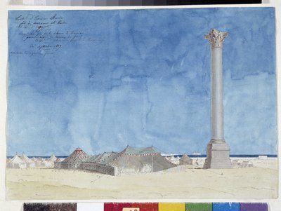 خيمة ، معسكر عند سفح عمود بومبي. رسم لباسكال كوست (1787-1879) ، مكتبة بلدية مرسيليا بواسطة باسكال كزافييه (بعد) كوست